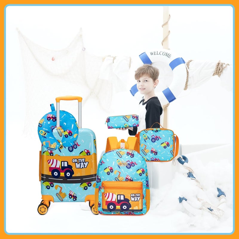 Inprof Kid’s Luggage Set 5 Piece Suitcase Set 16’’ Hardside Luggage with Spinner Wheels Girls Boys Carry on Toddler Luggage Travel Rolling Luggage Carry on Luggage Airline Approved Car - Image 3